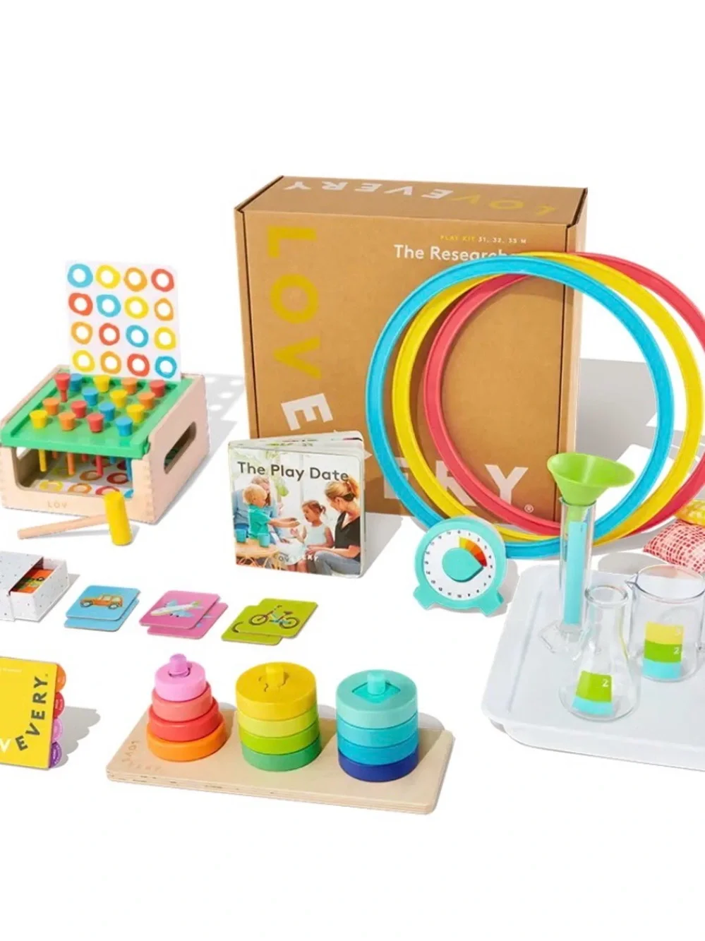 Wooden puzzle  Rings Toy - Colorful Pink, Yellow & Blue Set